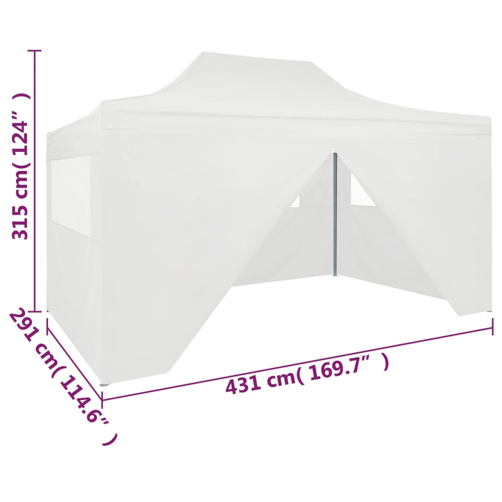 Partytent Met 4 Zijwanden Inklapbaar 3X4,5 M Wit Hoogglans Grijs