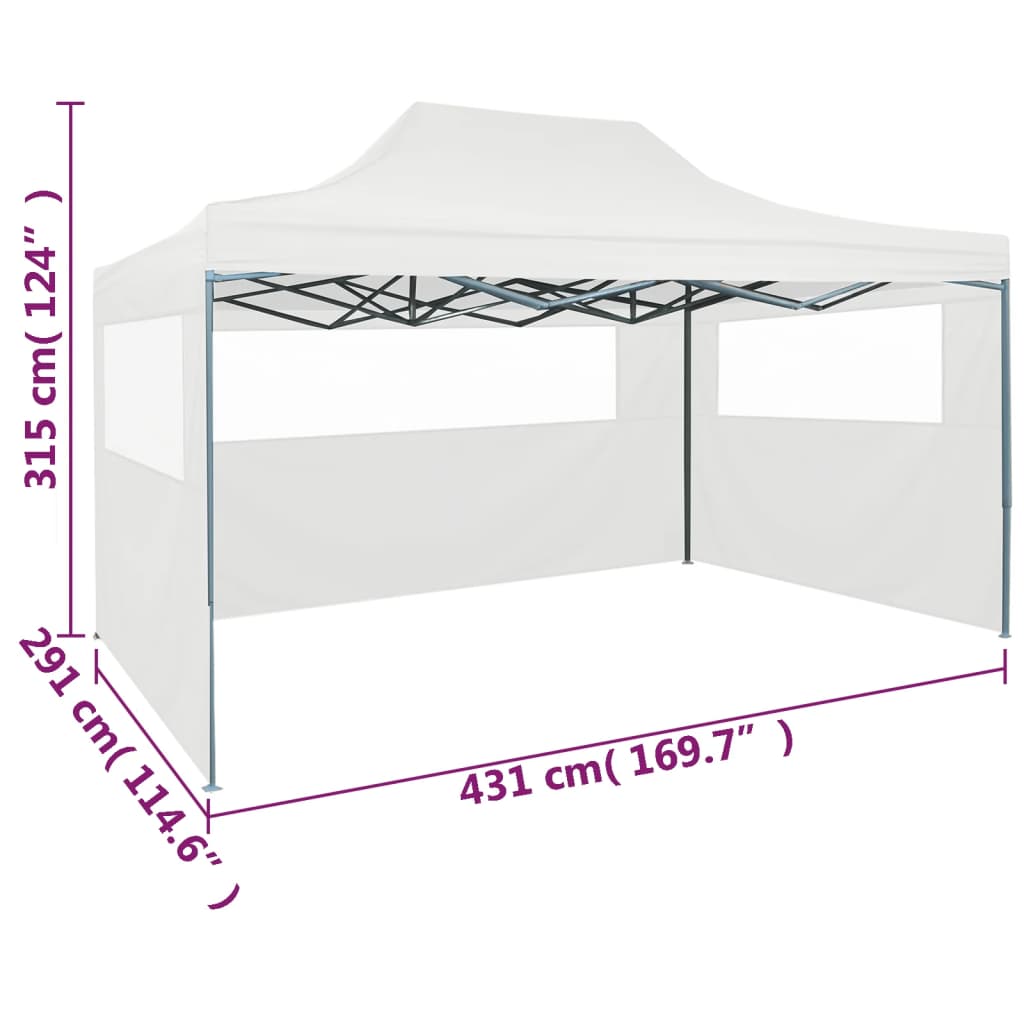 Partytent Met 3 Zijwanden Inklapbaar 3X4,5 M Wit