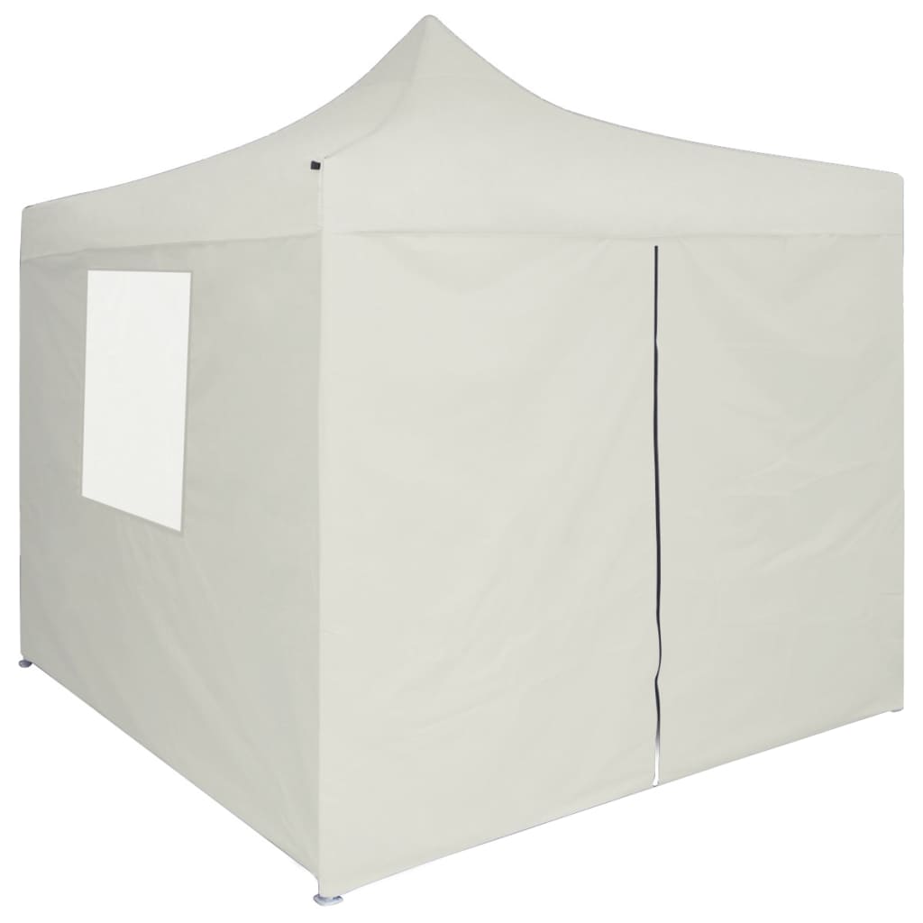 Partytent Met 4 Zijwanden Inklapbaar 2X2 M Staal Crème