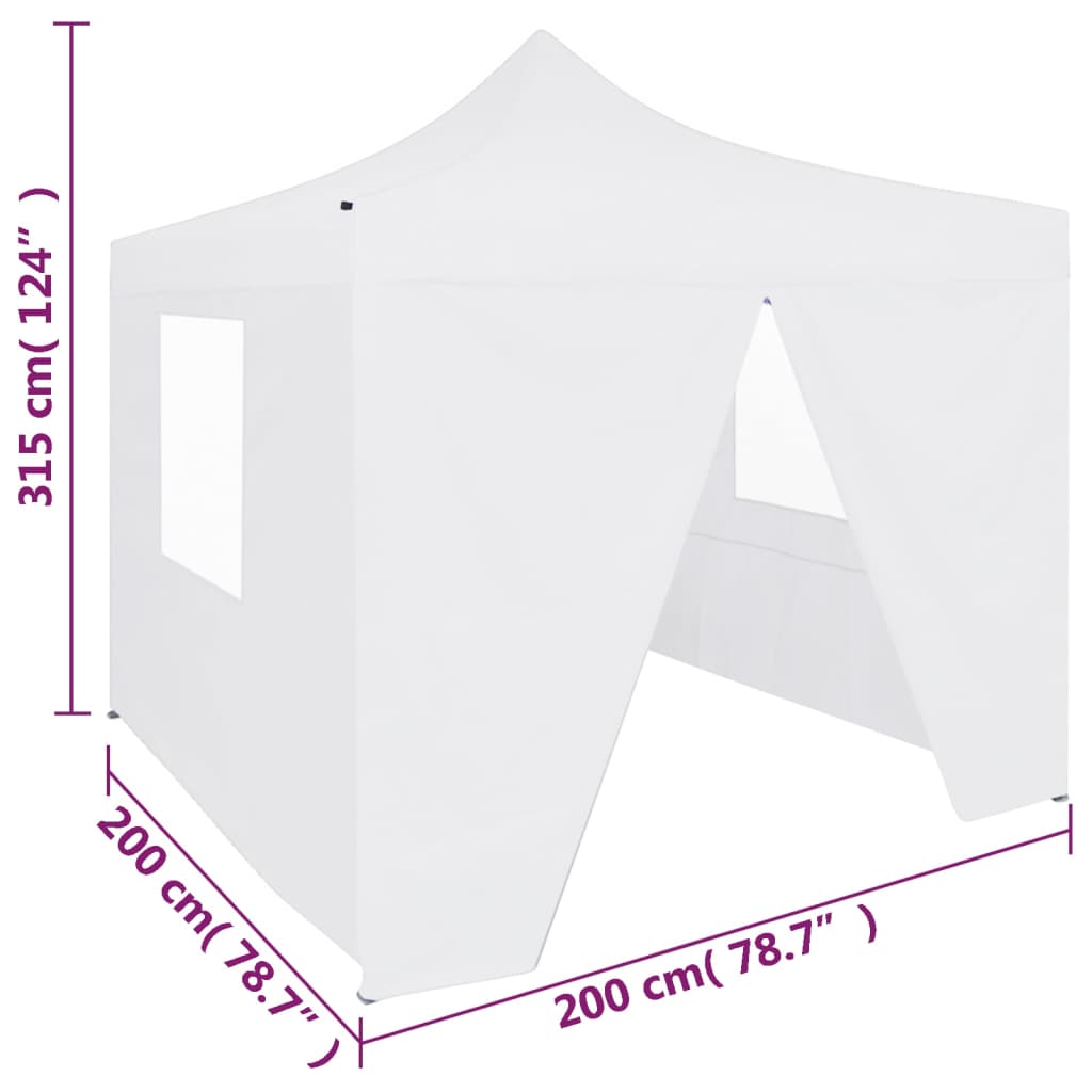 Partytent Met 4 Zijwanden Inklapbaar 2X2 M Staal Wit