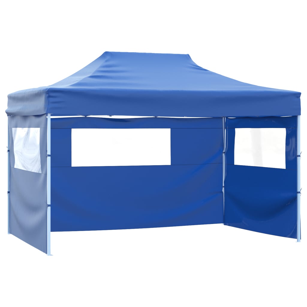 Partytent met 3 zijwanden inklapbaar 3x4 m staal blauw