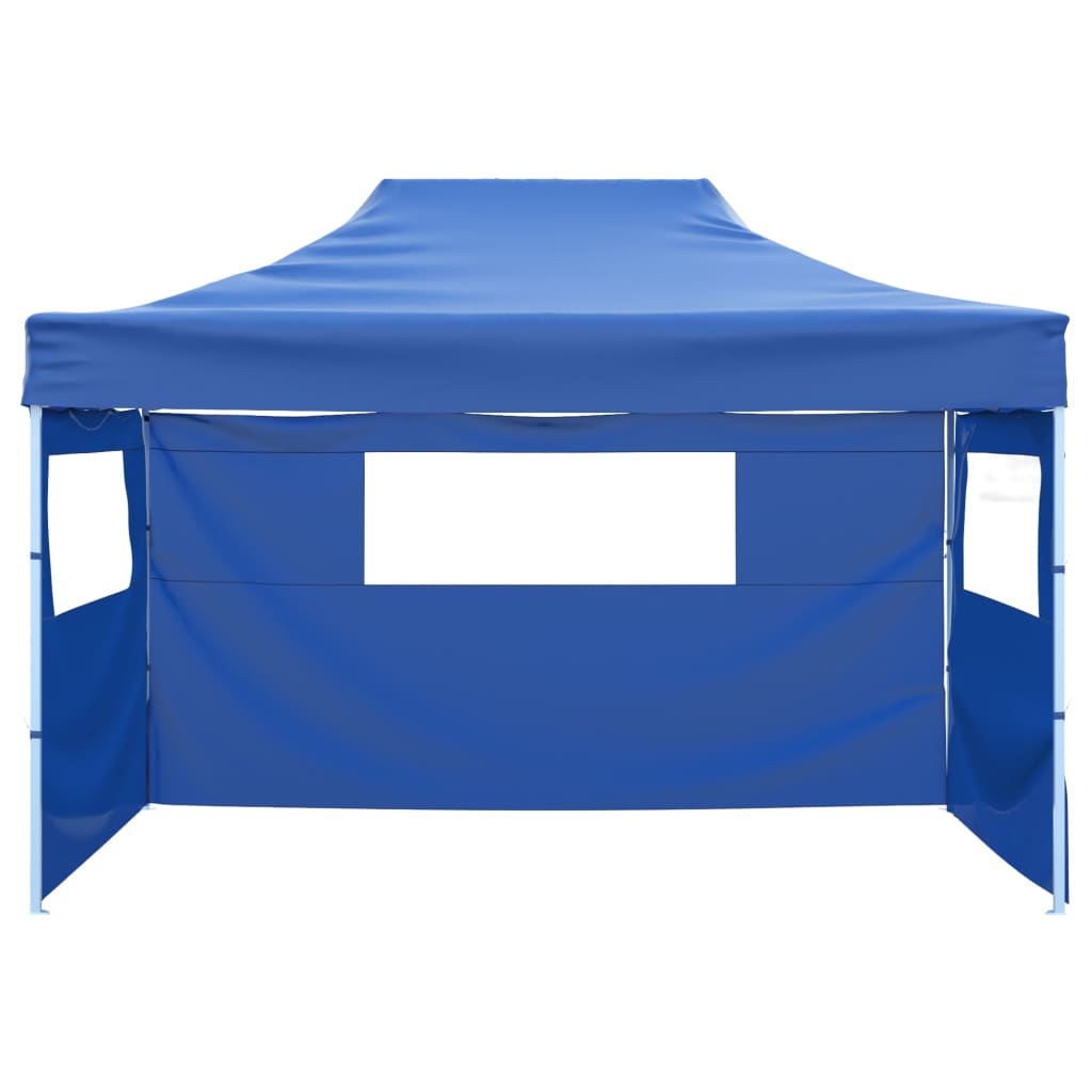 Partytent met 3 zijwanden inklapbaar 3x4 m staal blauw