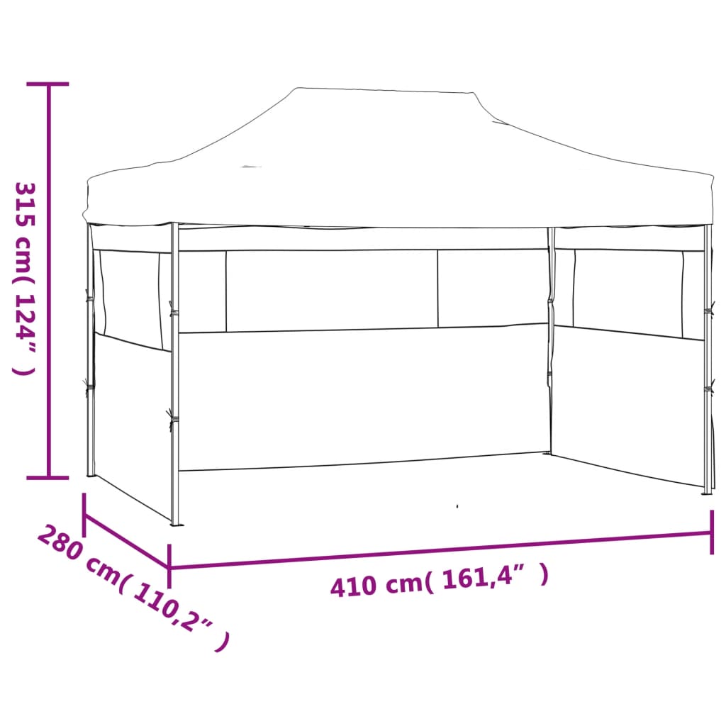 Partytent met 3 zijwanden inklapbaar 3x4 m staal blauw