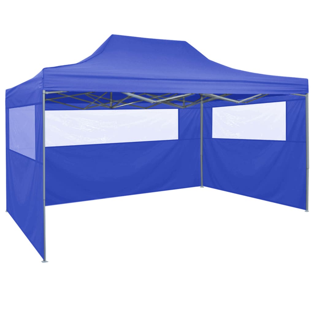 Partytent Met 4 Zijwanden Inklapbaar 3X4 M Staal Blauw