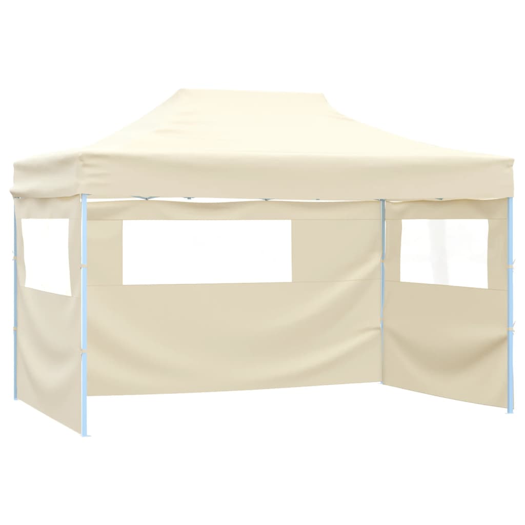 Partytent met 3 zijwanden inklapbaar 3x4 m staal crème