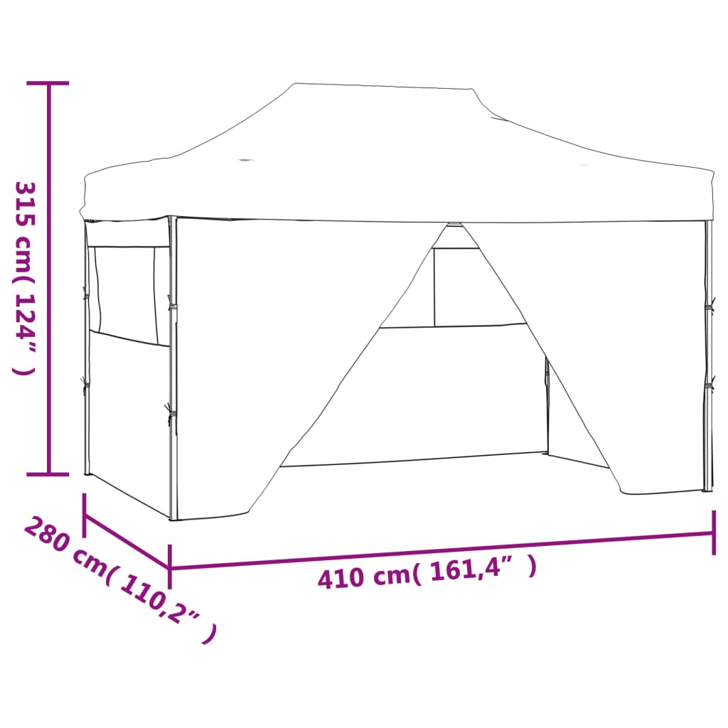 Partytent met 4 zijwanden inklapbaar 3x4 m staal crème