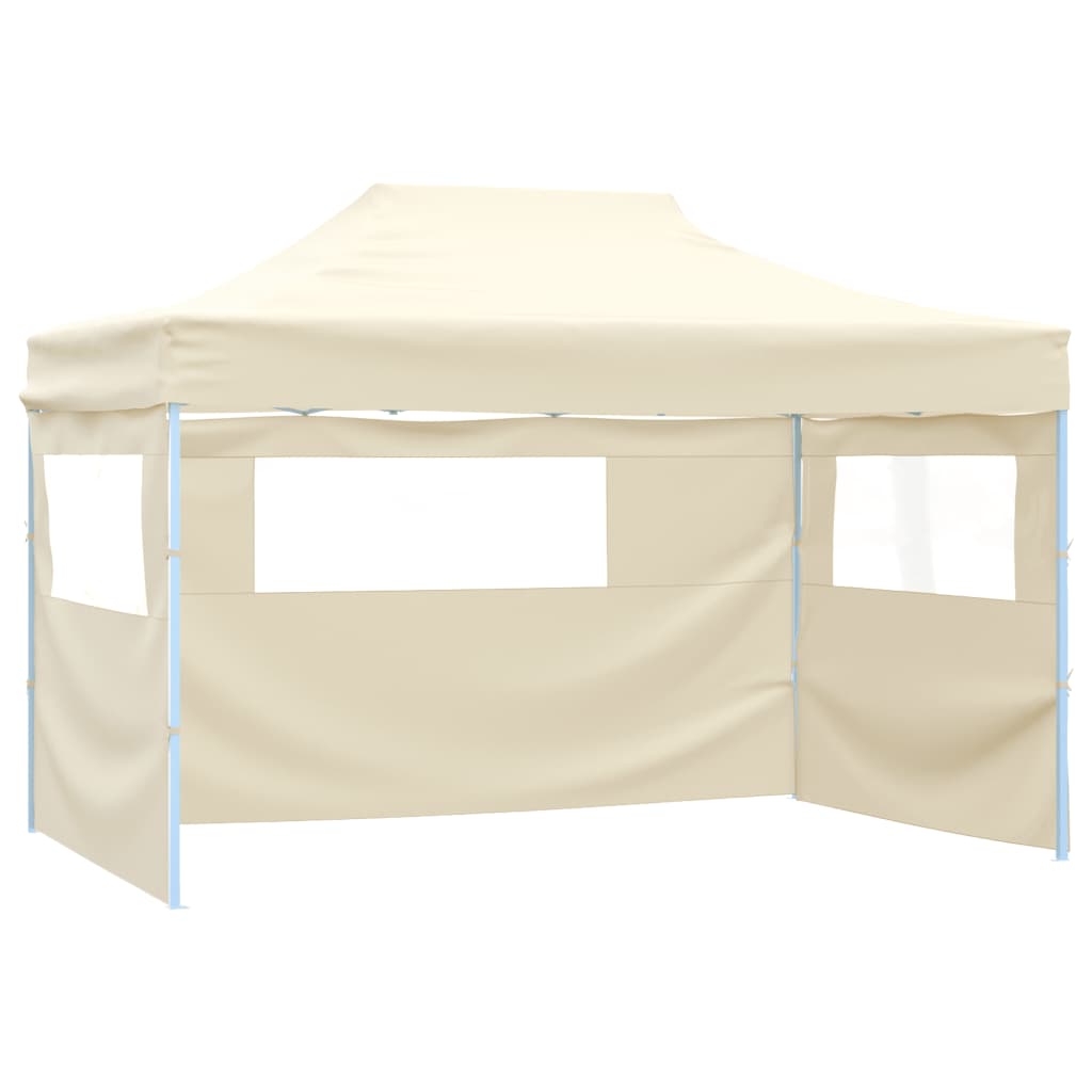 Partytent met 4 zijwanden inklapbaar 3x4 m staal crème