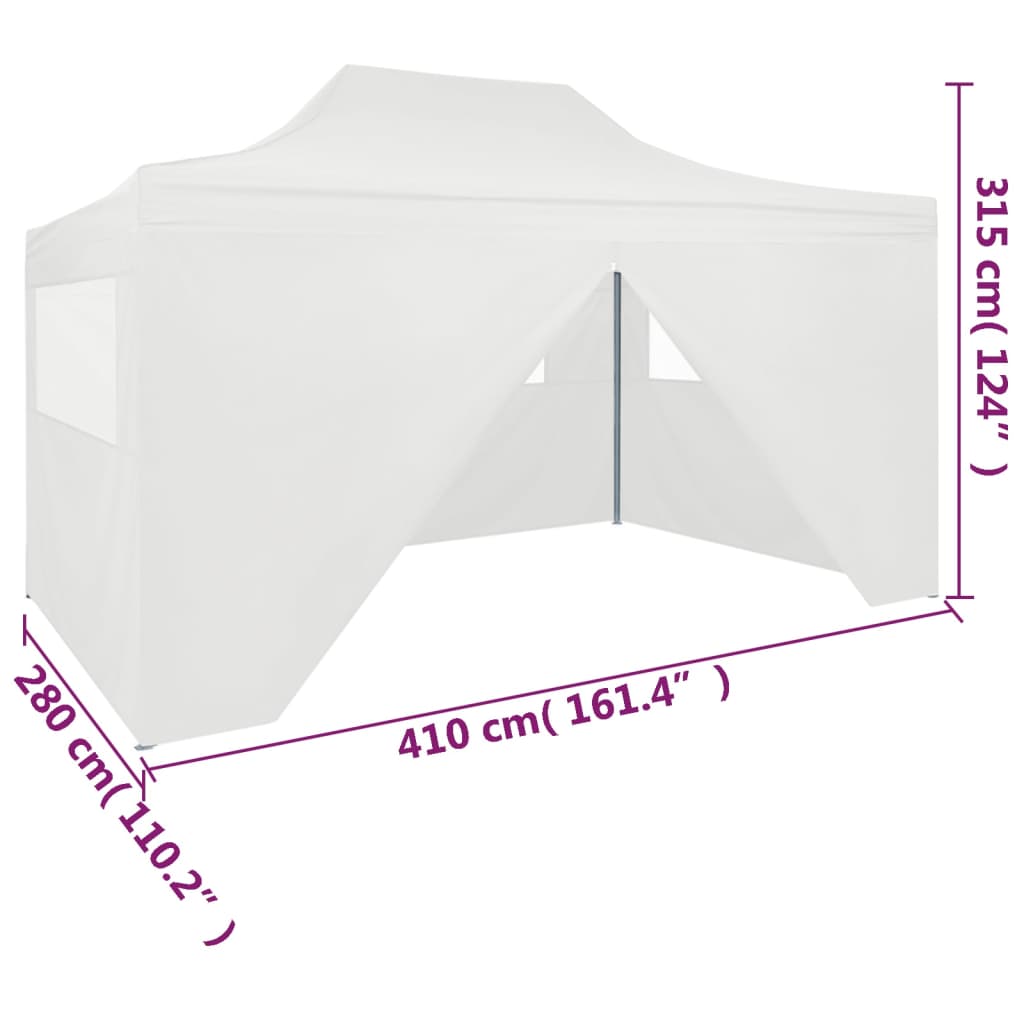 Partytent Met 4 Zijwanden Inklapbaar 3X4 M Staal Wit steel white