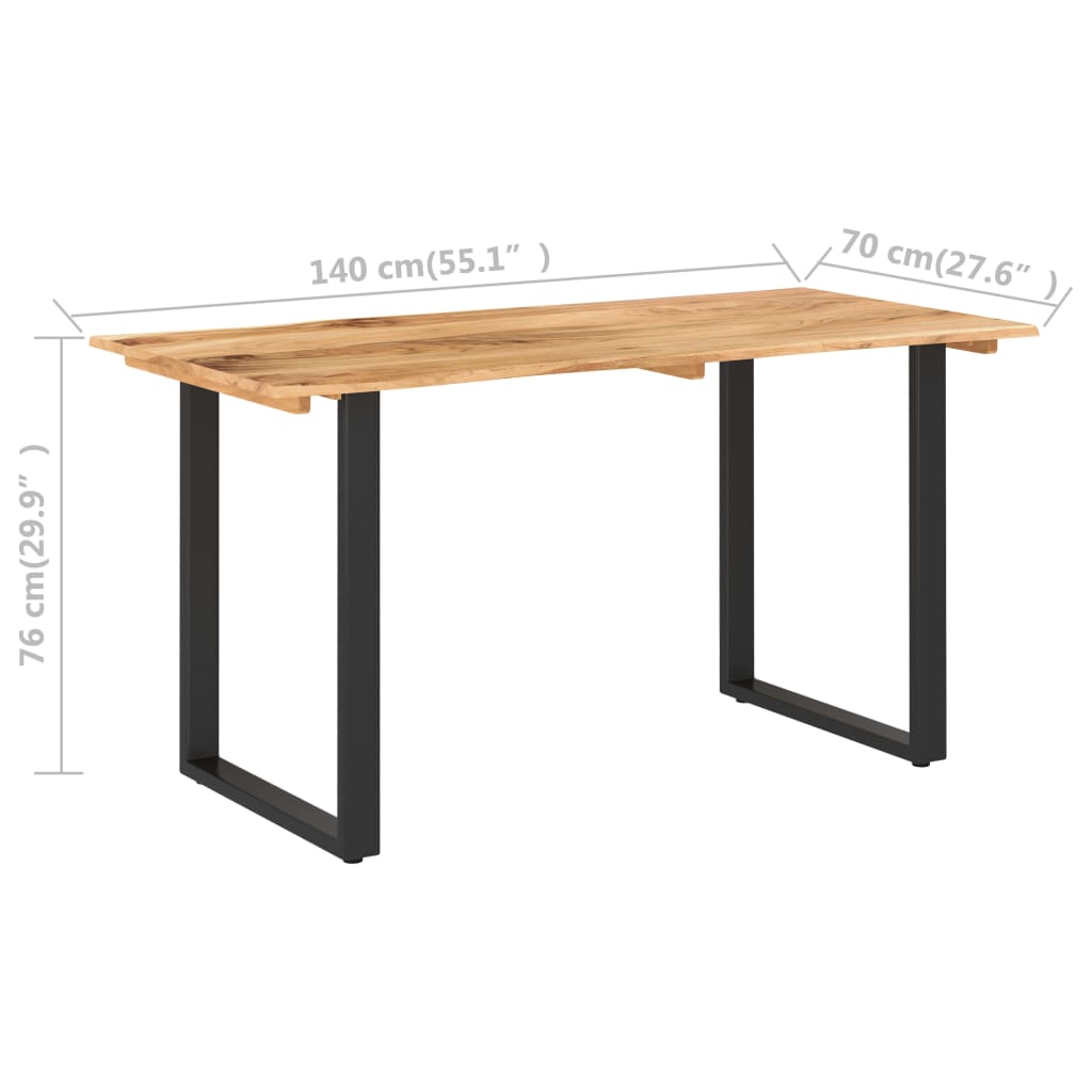 Eettafel 140X70X76 Cm Massief Acaciahout Zwart