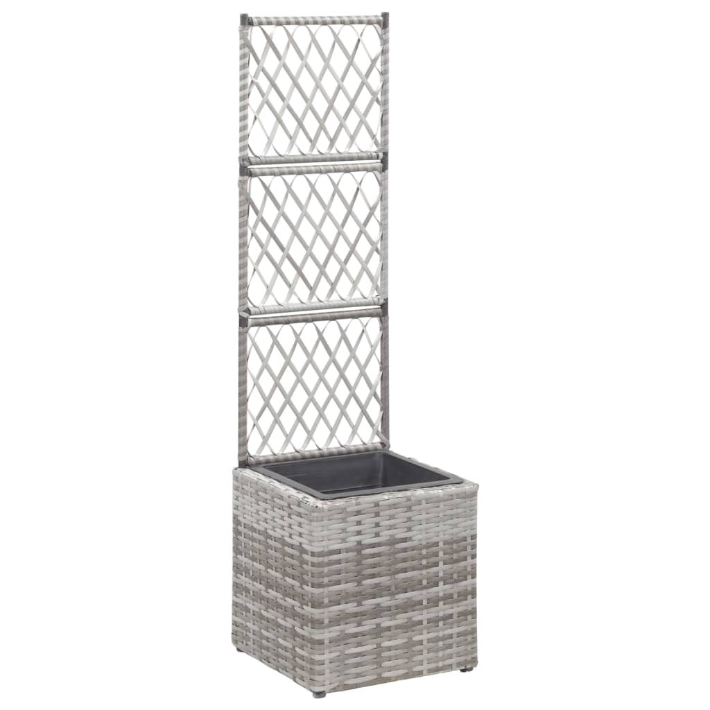 Latwerkplantenbak Verhoogd Met Pot Rattan 30 x 30 x 107 cm Grijs