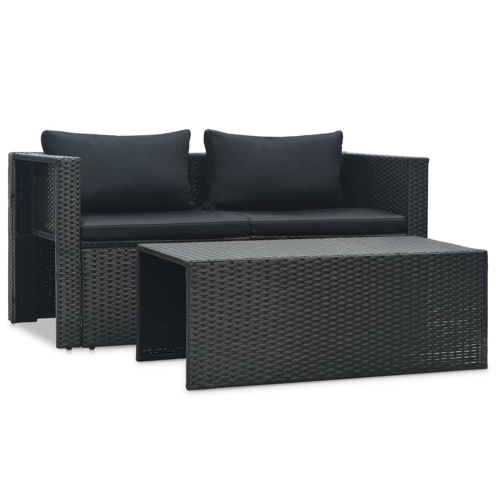 6-Delige Loungeset Met Kussens Poly Rattan Zwart 1