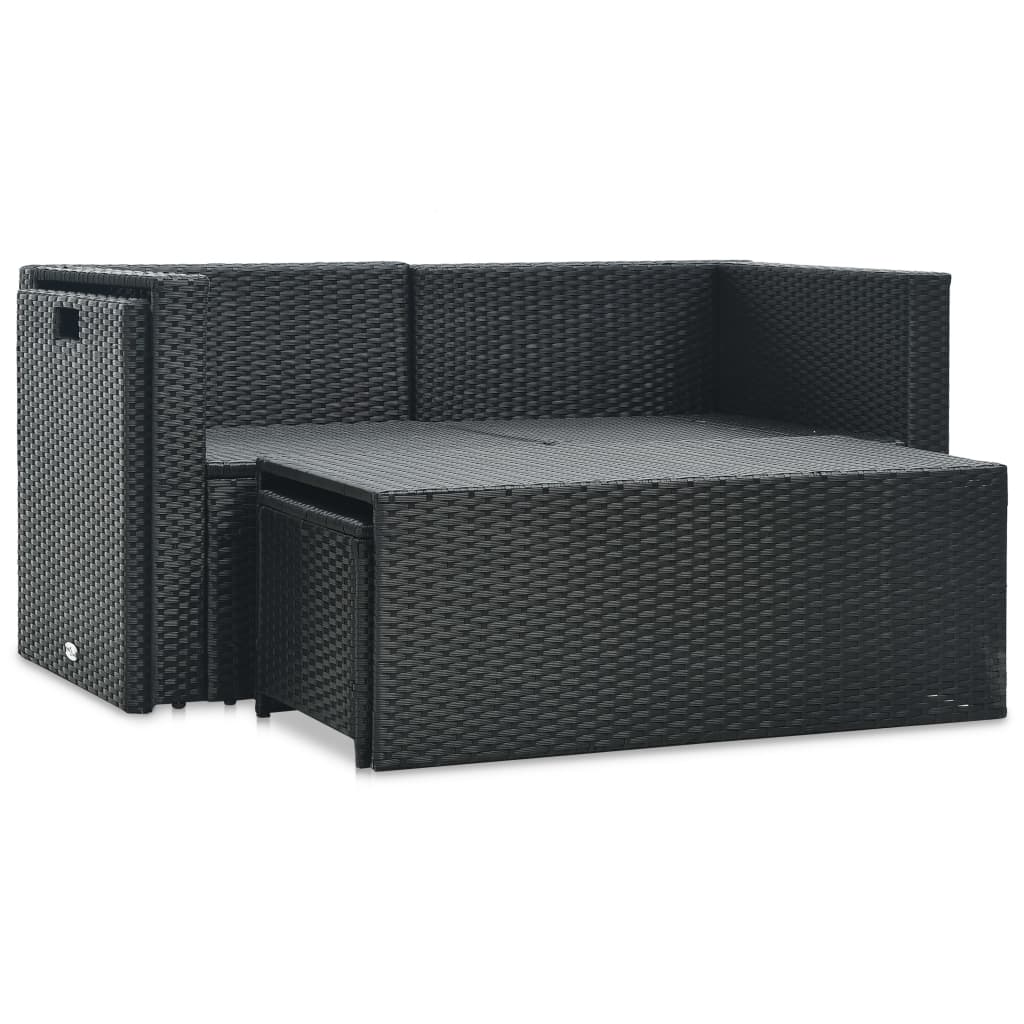 6-Delige Loungeset Met Kussens Poly Rattan Zwart 1