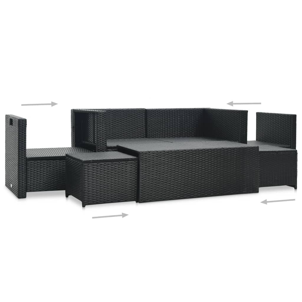 6-Delige Loungeset Met Kussens Poly Rattan Zwart 1