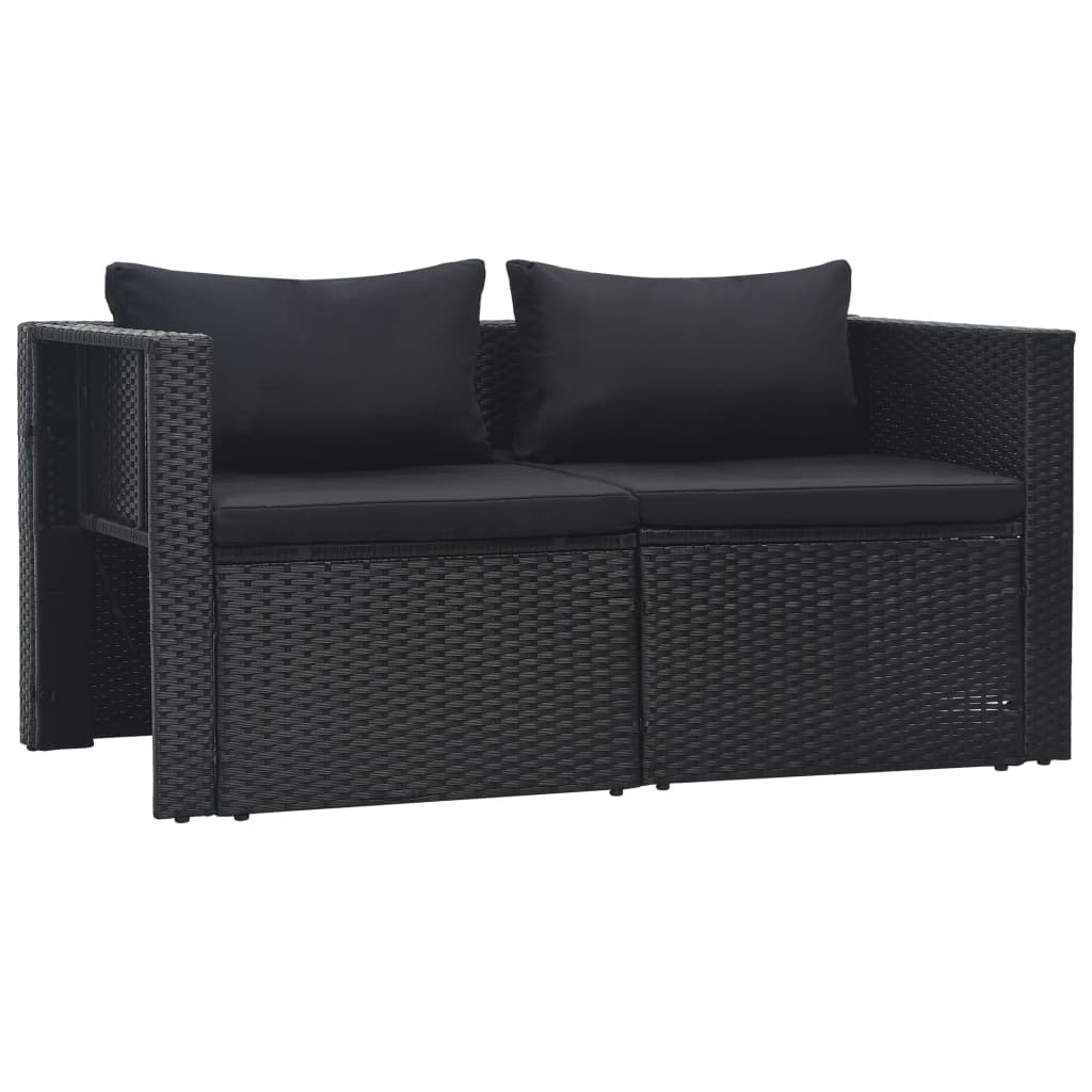 6-Delige Loungeset Met Kussens Poly Rattan Zwart 1