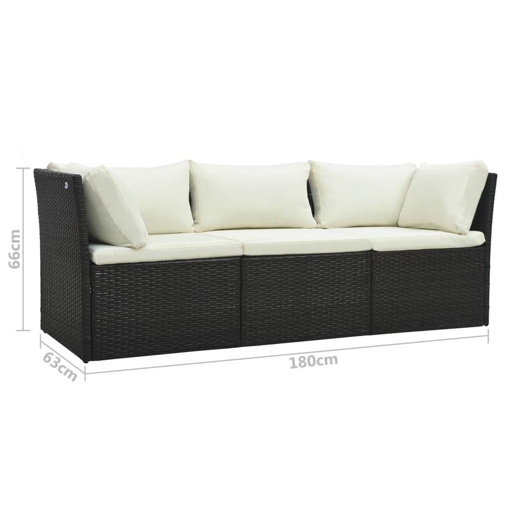 4-Delige Loungeset Met Kussens Poly Rattan Bruin 1 Bruin en wit