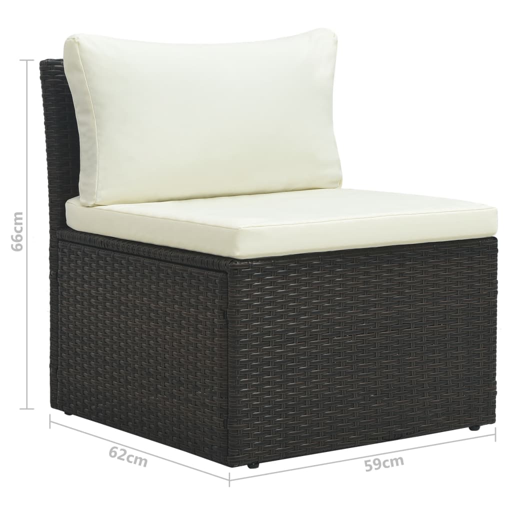 4-Delige Loungeset Met Kussens Poly Rattan Bruin 1 Bruin en wit