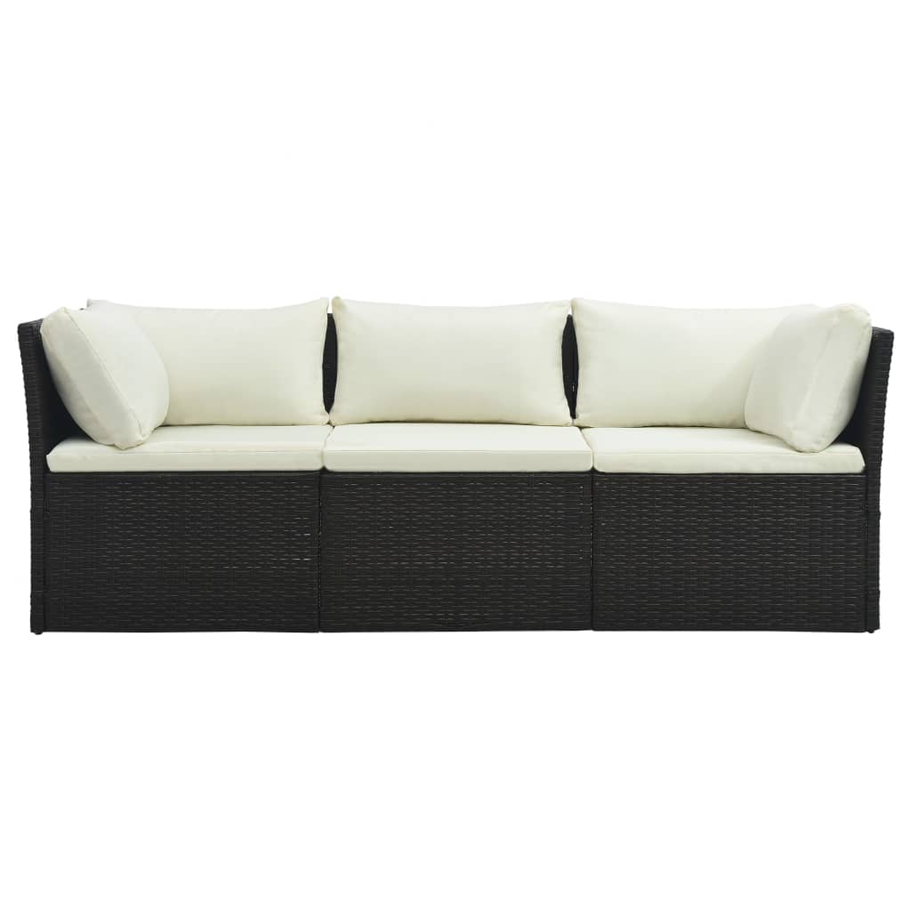 4-Delige Loungeset Met Kussens Poly Rattan Bruin 1 Bruin en wit