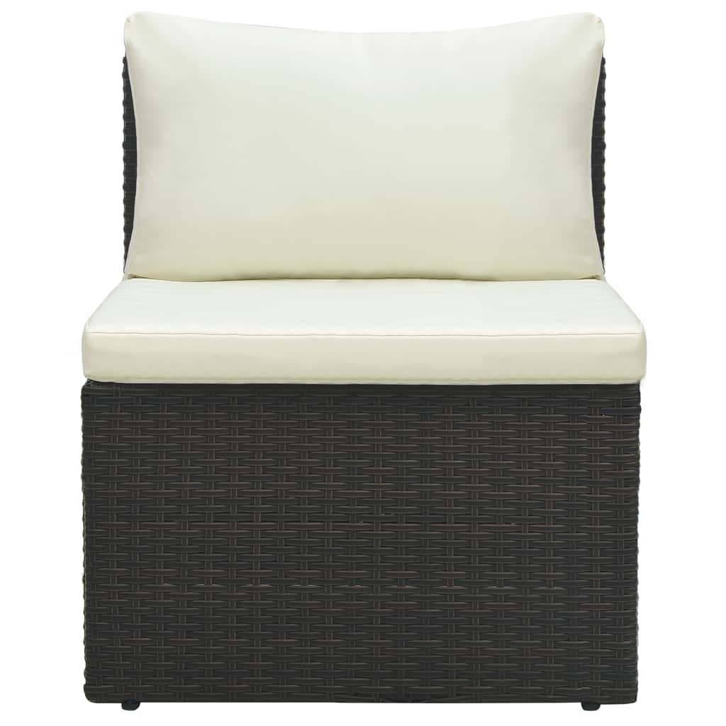 4-Delige Loungeset Met Kussens Poly Rattan Bruin 1 Bruin en wit