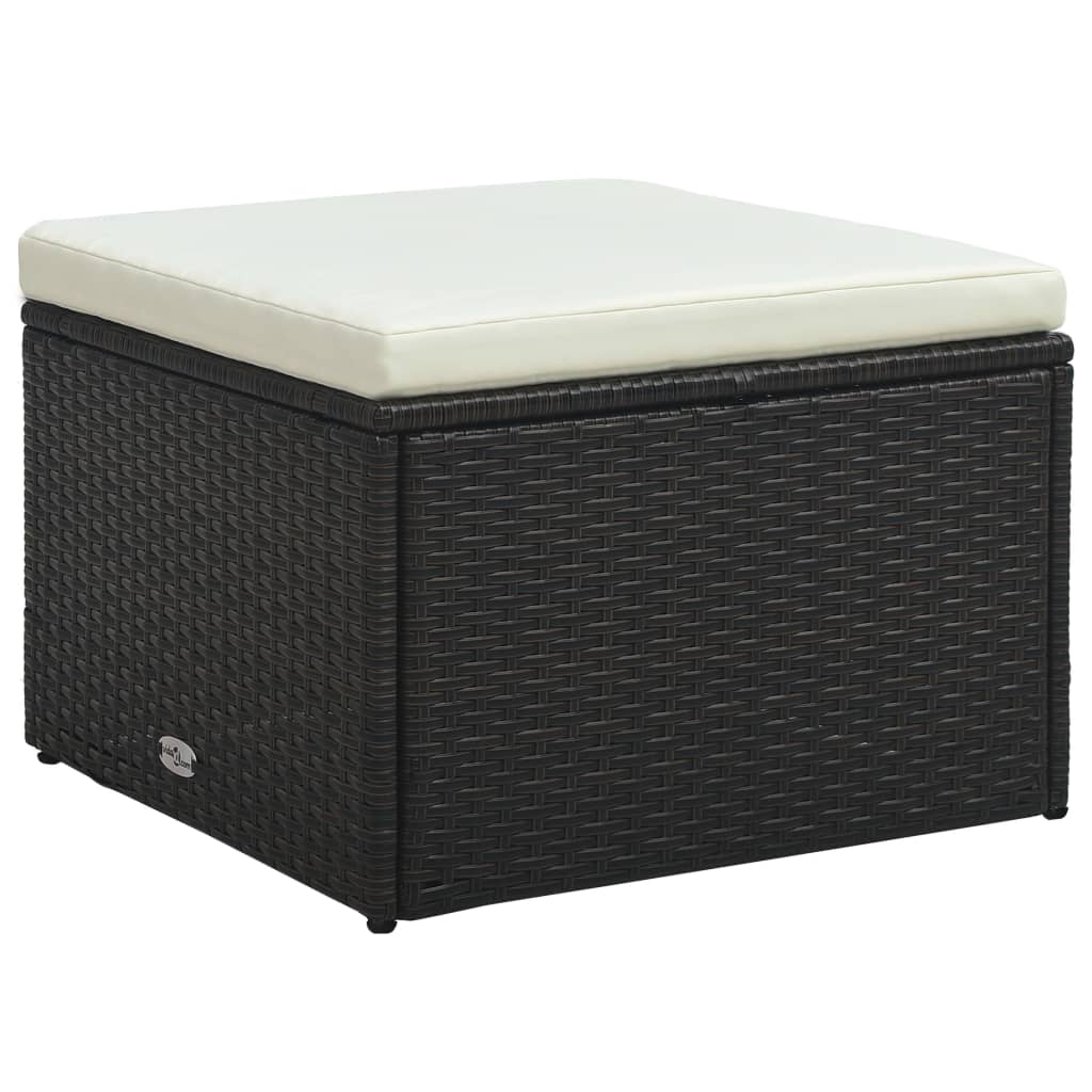 4-Delige Loungeset Met Kussens Poly Rattan Bruin 1 Bruin en wit