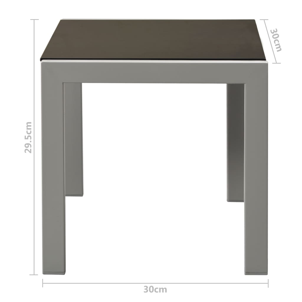 Ligbedden 2 st met tafel staal en textileen zwart