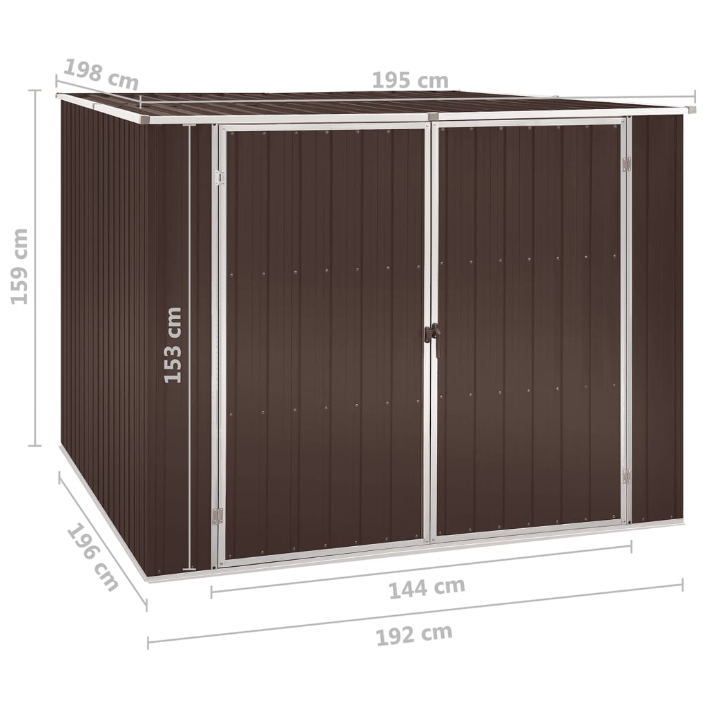 Tuinschuur 195x198x159 cm gegalvaniseerd staal bruin