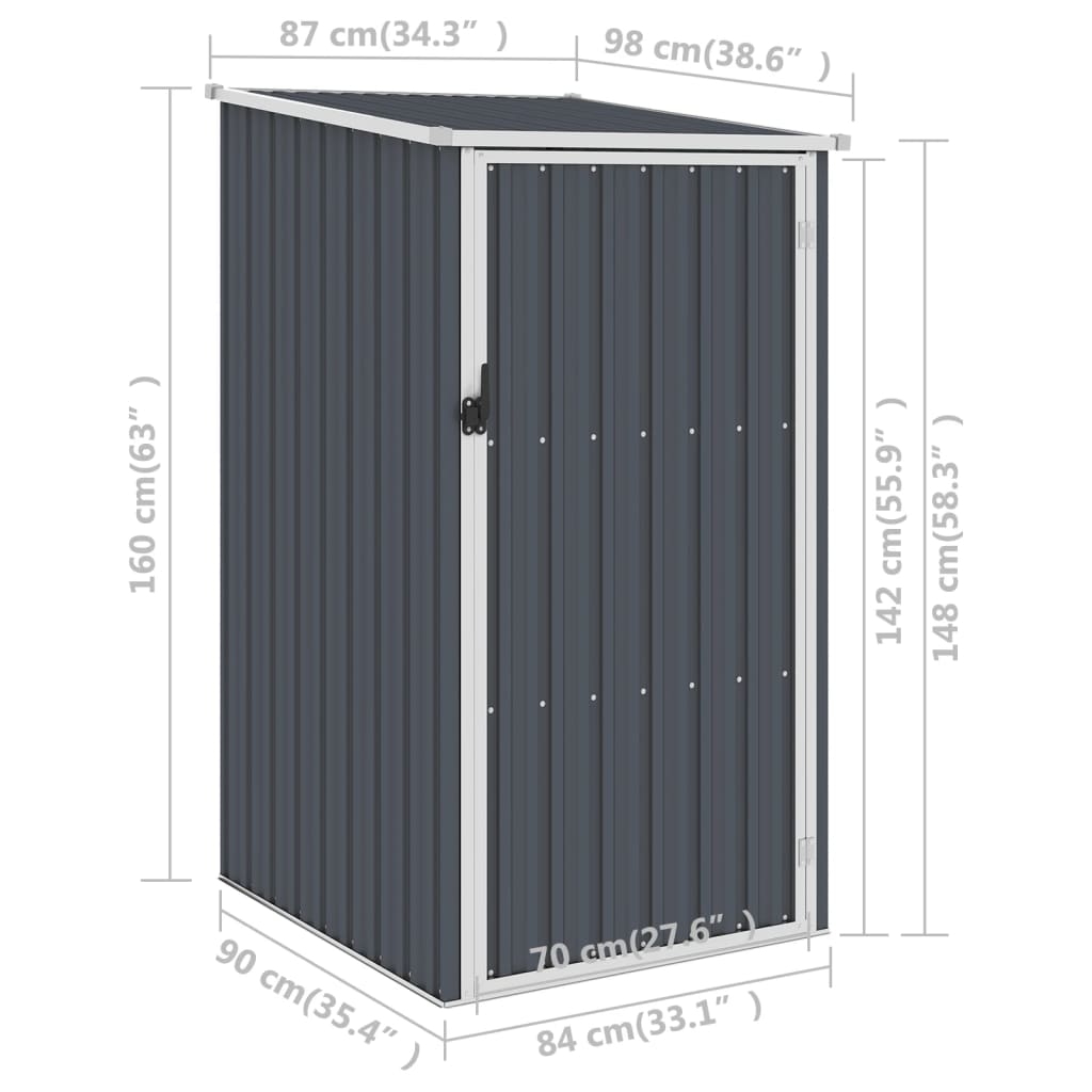 Tuinschuur 87X98X159 Cm Gegalvaniseerd Staal Antraciet