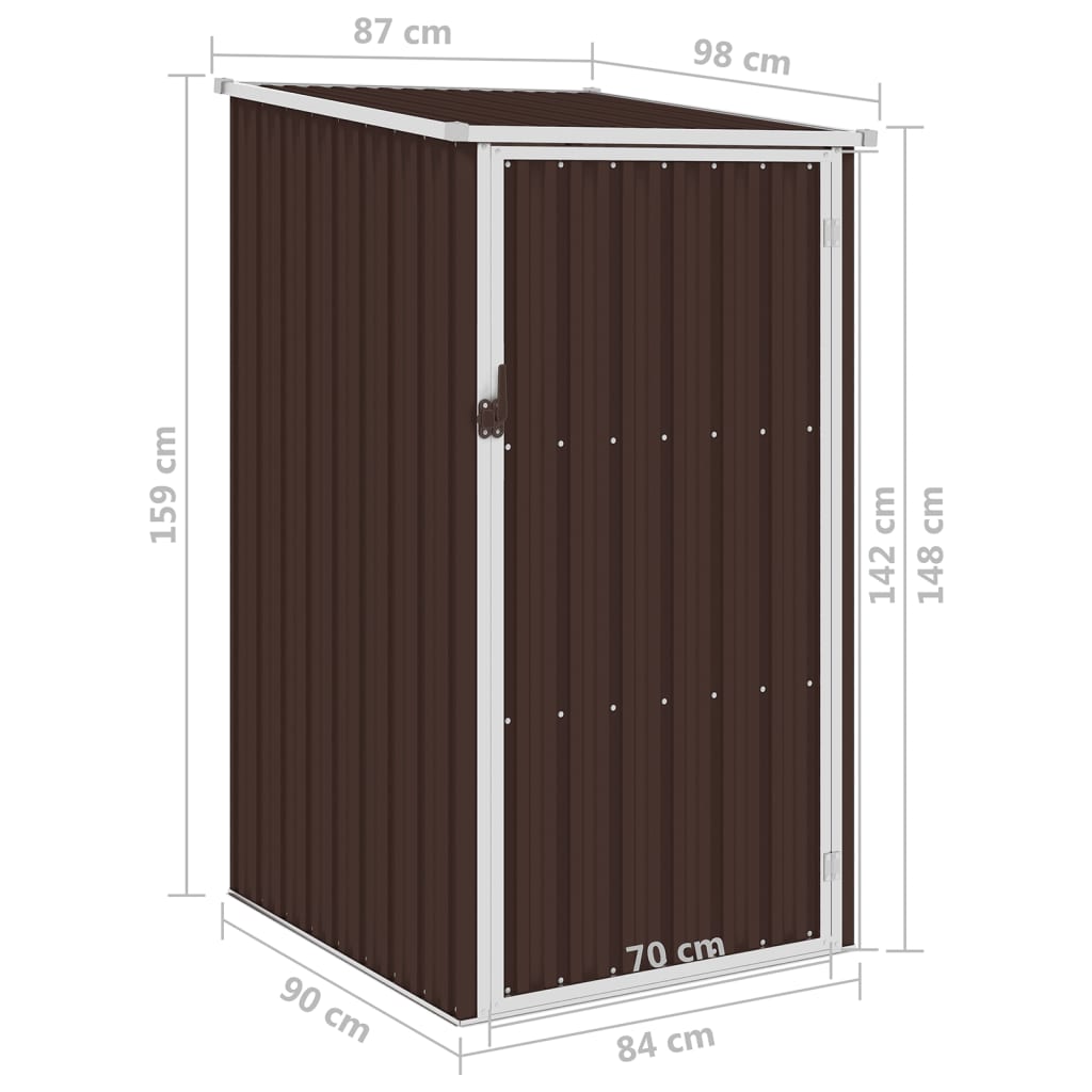 Tuinschuur 87x98x159 cm gegalvaniseerd staal bruin