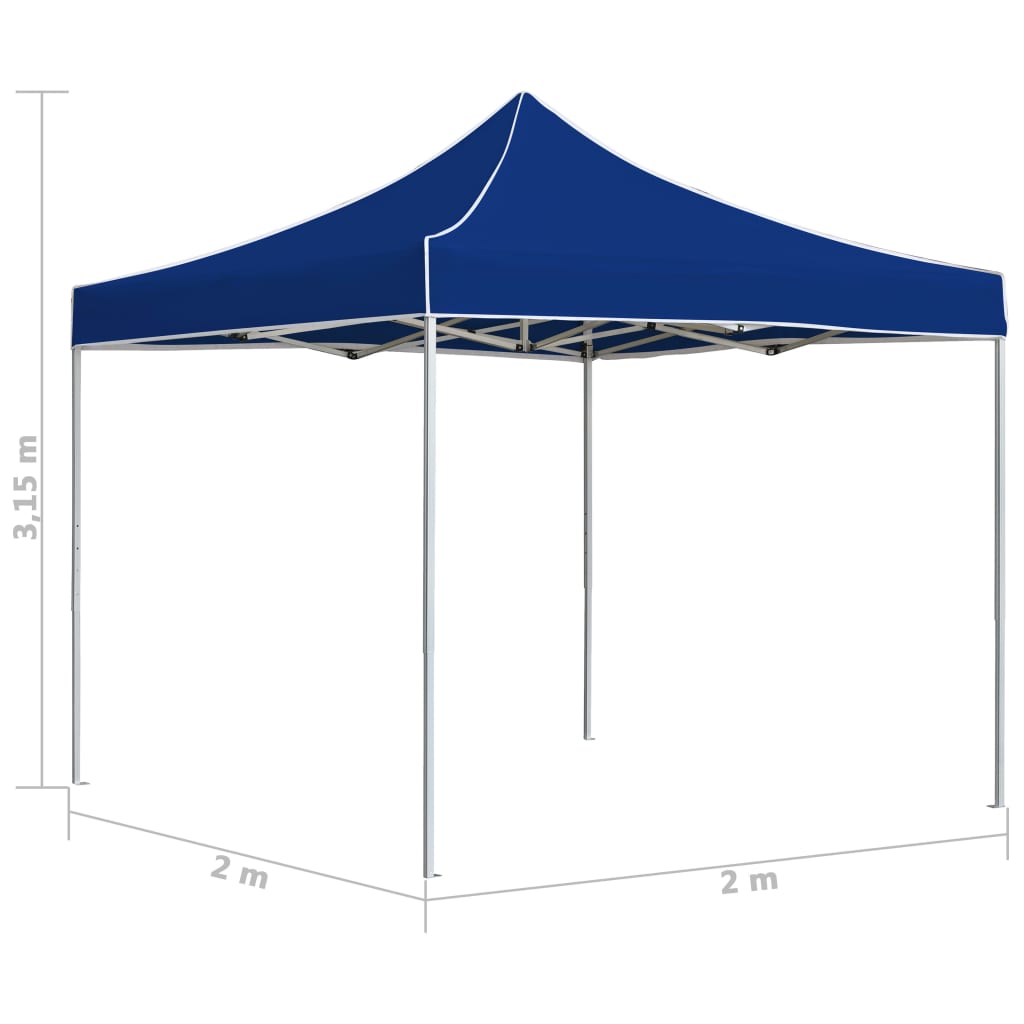 Partytent professioneel inklapbaar 2x2 m aluminium blauw