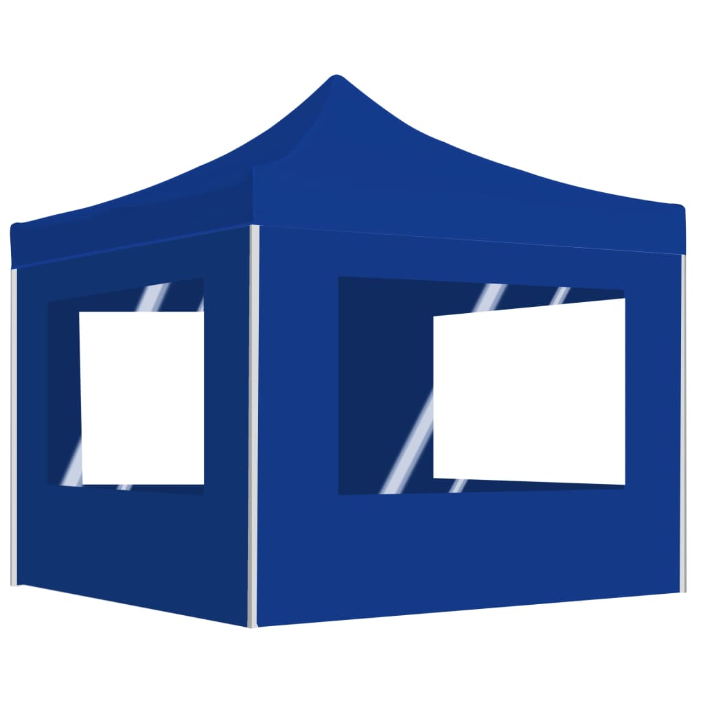 Partytent inklapbaar met wanden 2x2 m aluminium blauw