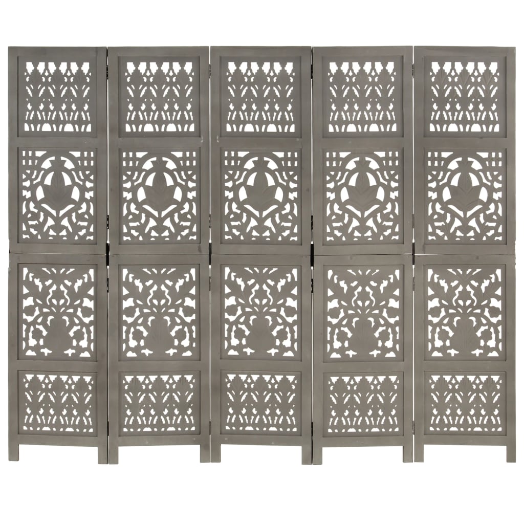 Kamerscherm Panelen Handgesneden 200X16 Cm Mangohout 5 Grijs