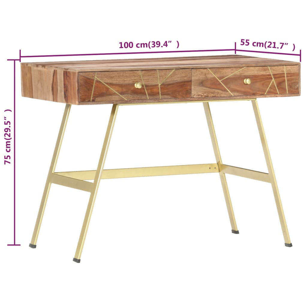 Schrijftafel Met Lades 100X55X75 Cm Massief Sheeshamhout massief sheesham hout