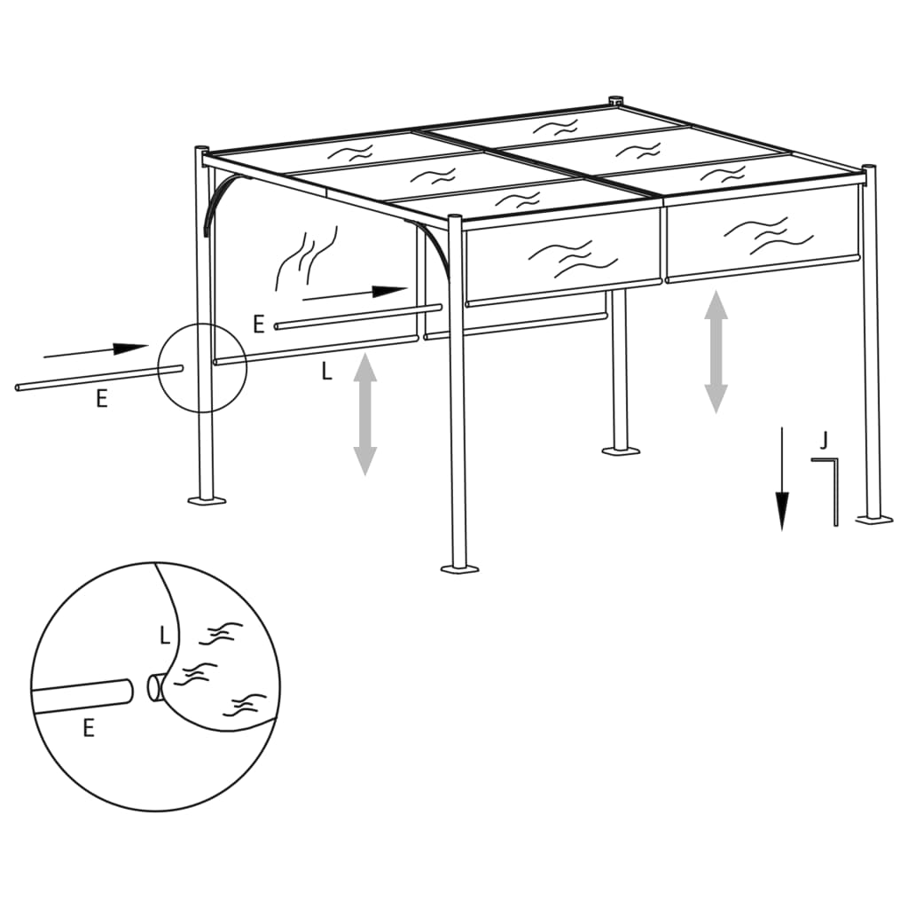 Pergola met verstelbaar dak 3x3 m staal crèmewit