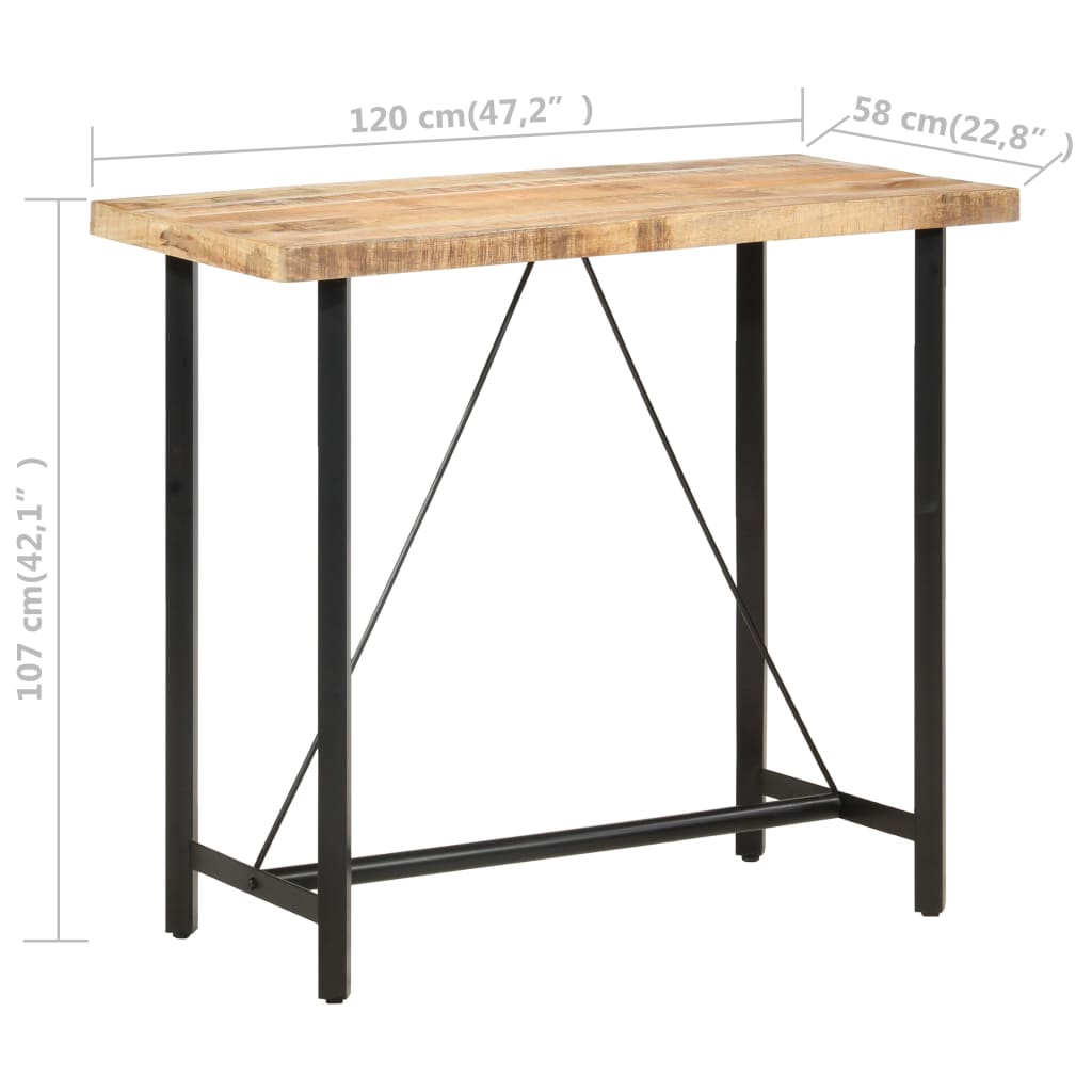 Bartafel Ruw Mangohout 120 x 58 x 107 cm