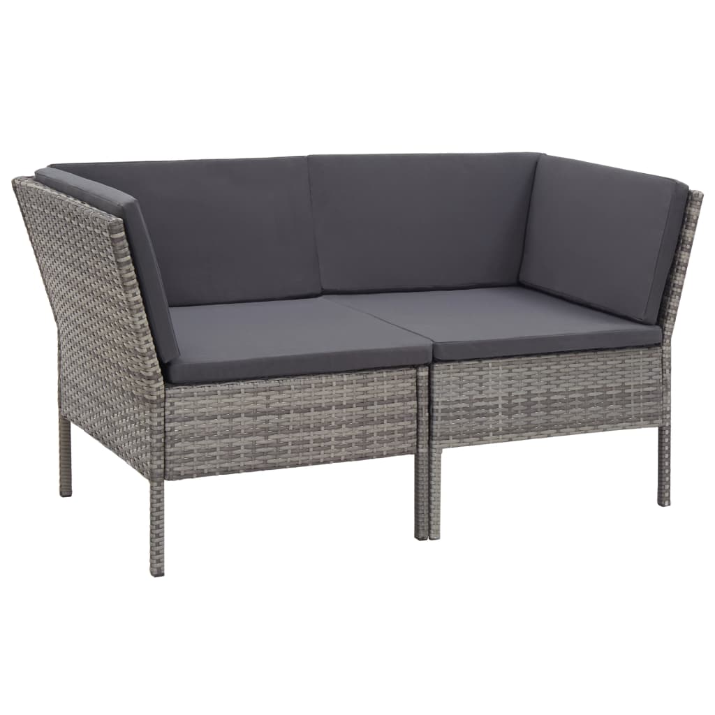 8-Delige Loungeset Met Kussens Poly Rattan Grijs