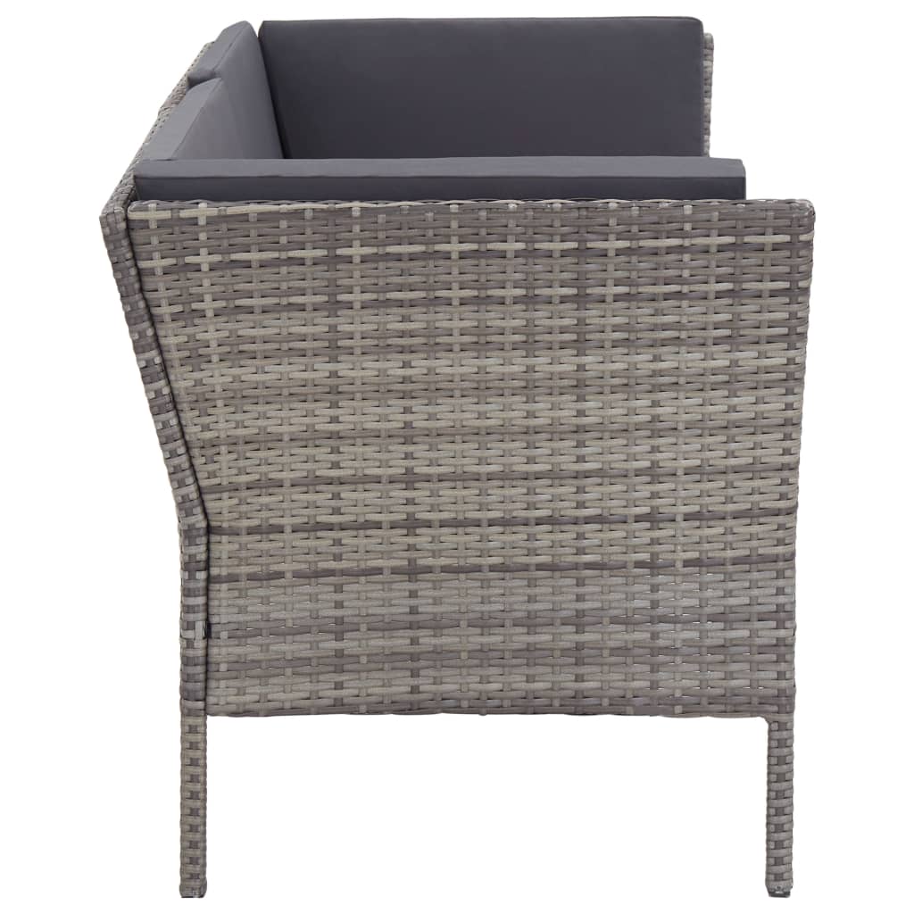 8-Delige Loungeset Met Kussens Poly Rattan Grijs