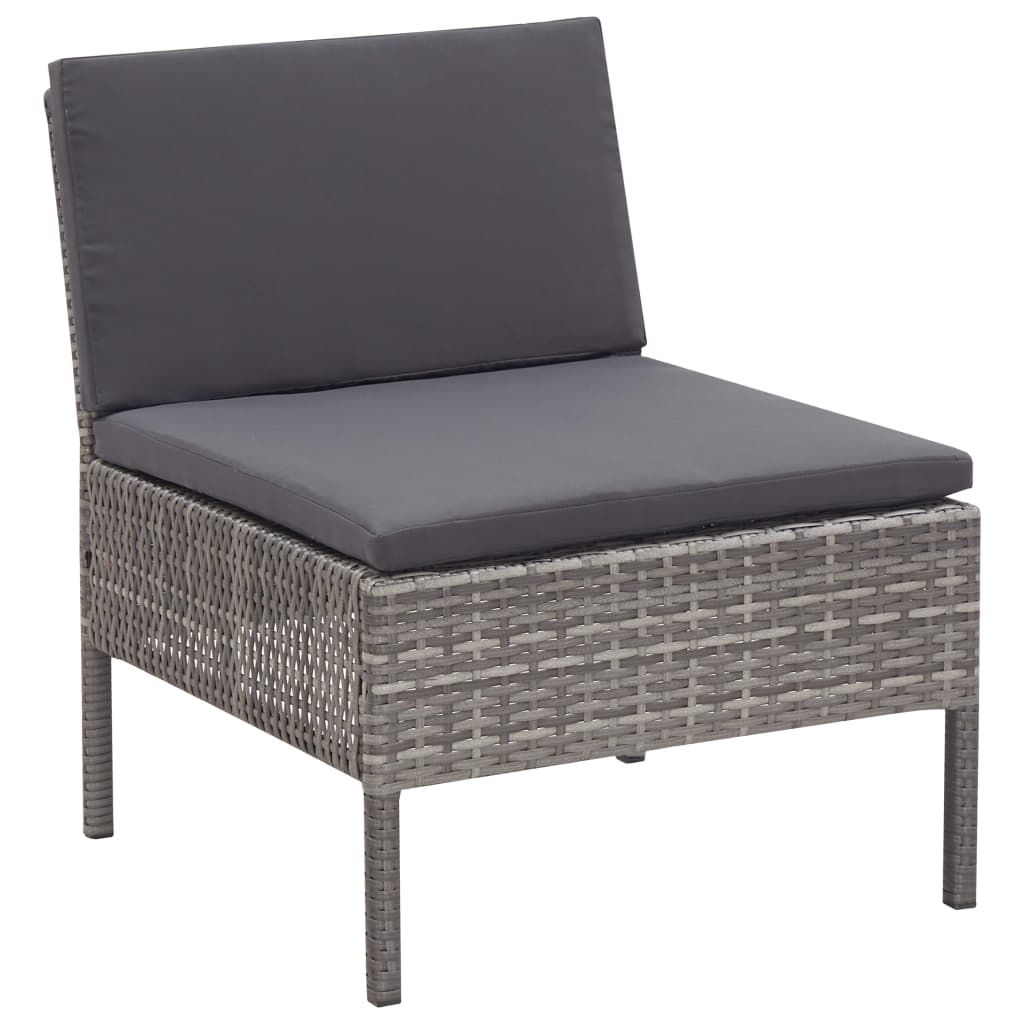 8-Delige Loungeset Met Kussens Poly Rattan Grijs