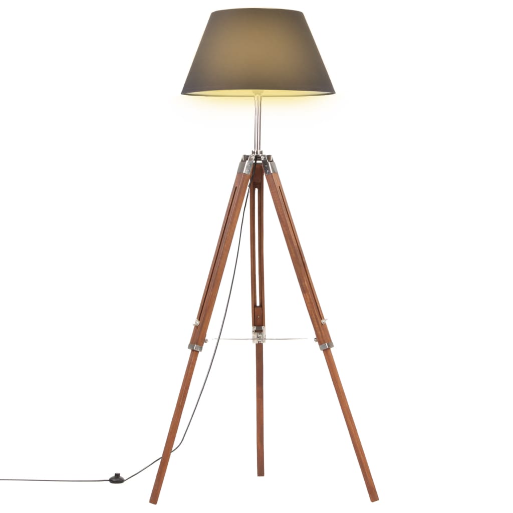 Vloerlamp Driepoot 4 Cm Massief Teakhout Honing Bruin en zwart