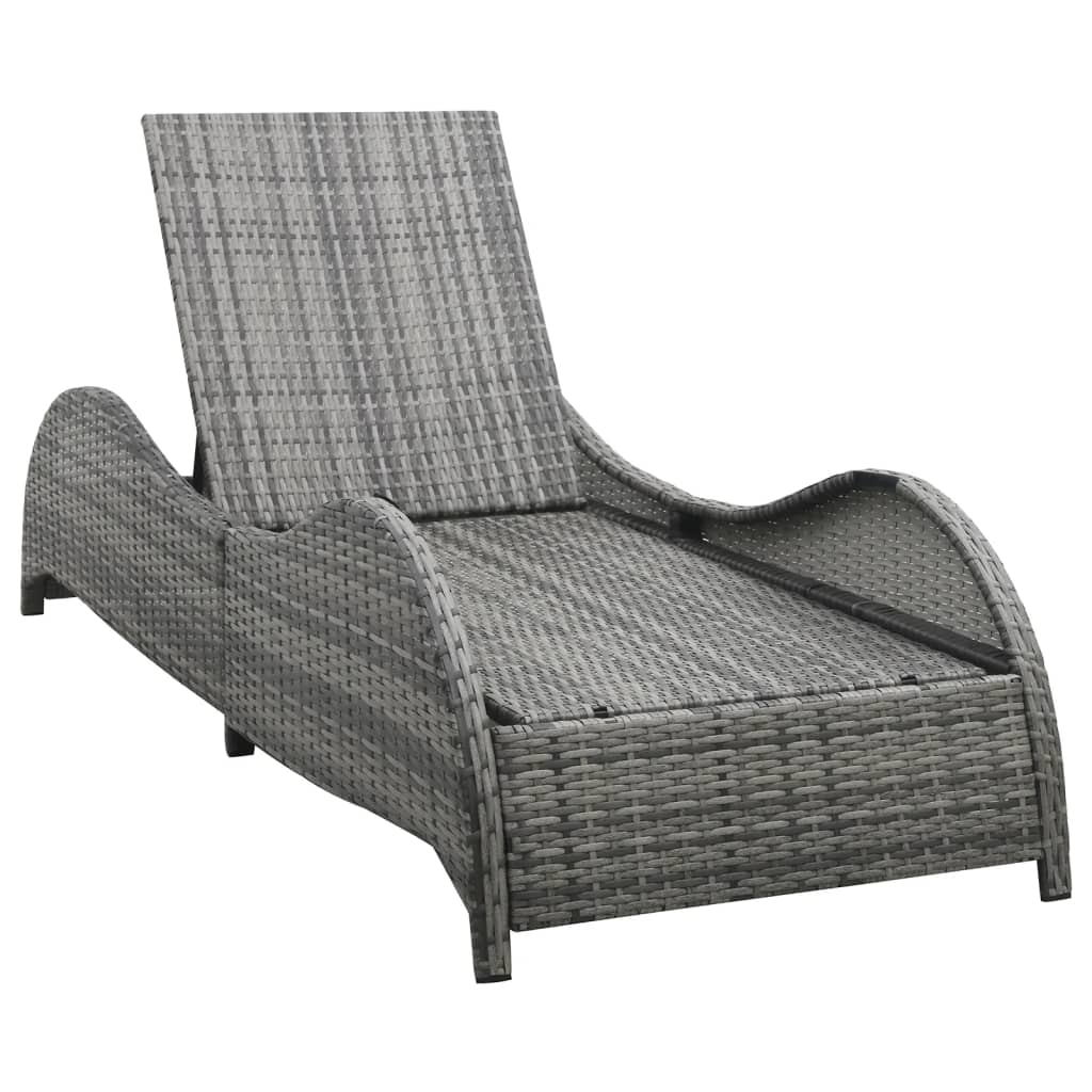 Ligbed Met Kussen Poly Rattan Antraciet 200 x 73 x 45 cm