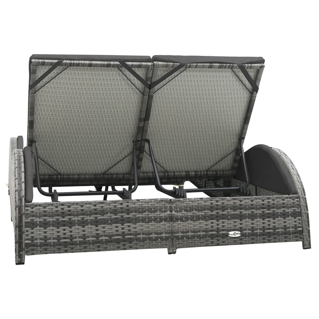 Ligbed Tweepersoons Met Kussen Poly Rattan Antraciet 200 x 132 x 45 cm