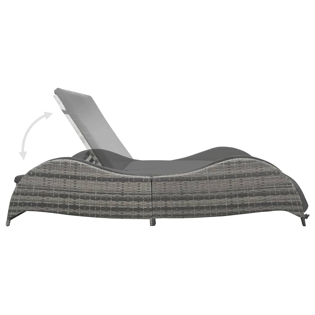 Ligbed Tweepersoons Met Kussen Poly Rattan Antraciet 200 x 132 x 45 cm