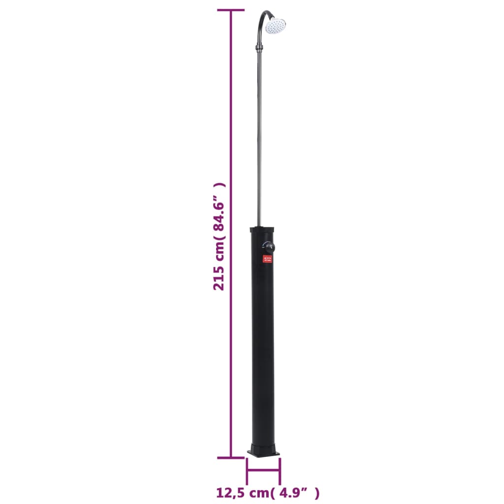 Buitendouche Solar 8 L 215 Cm Zwart Donkergrijs