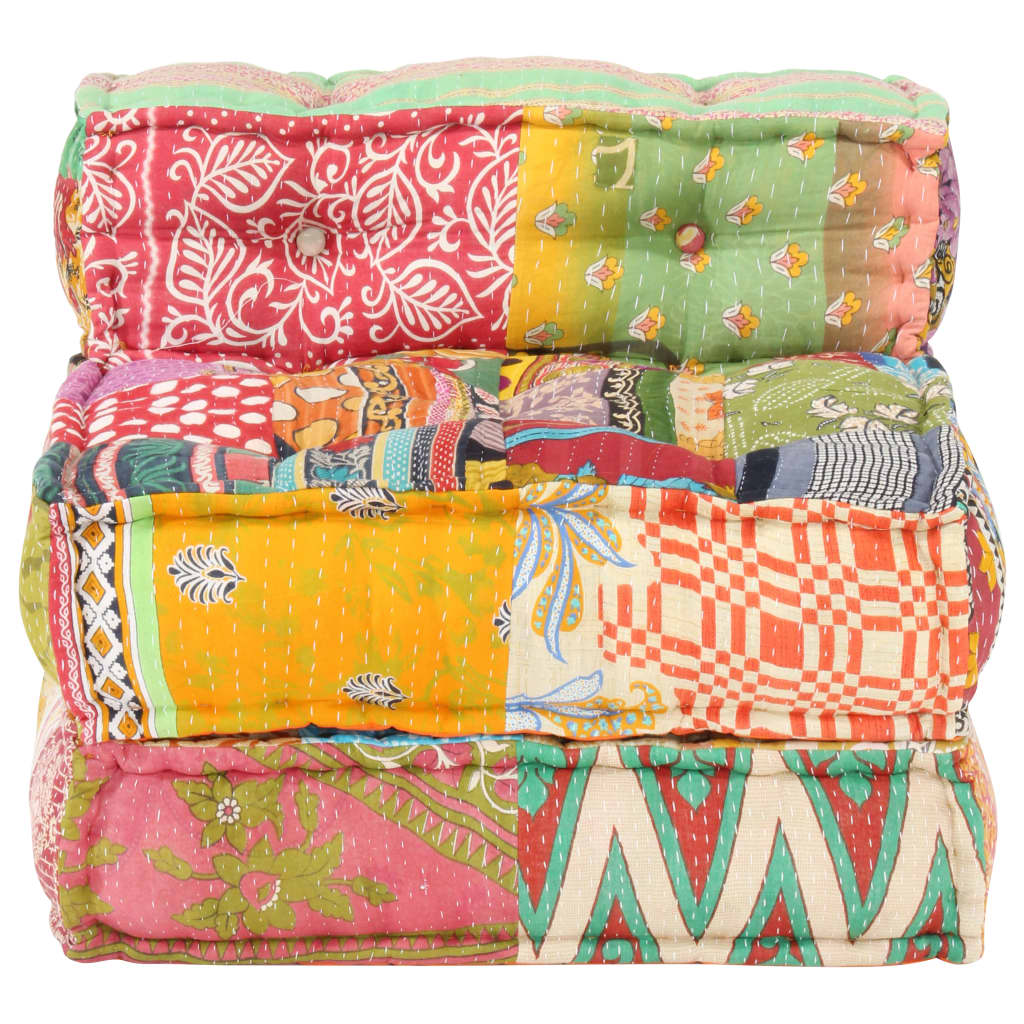 Poef Modulair Stof Patchwork 1 Armstoel met rugleuning