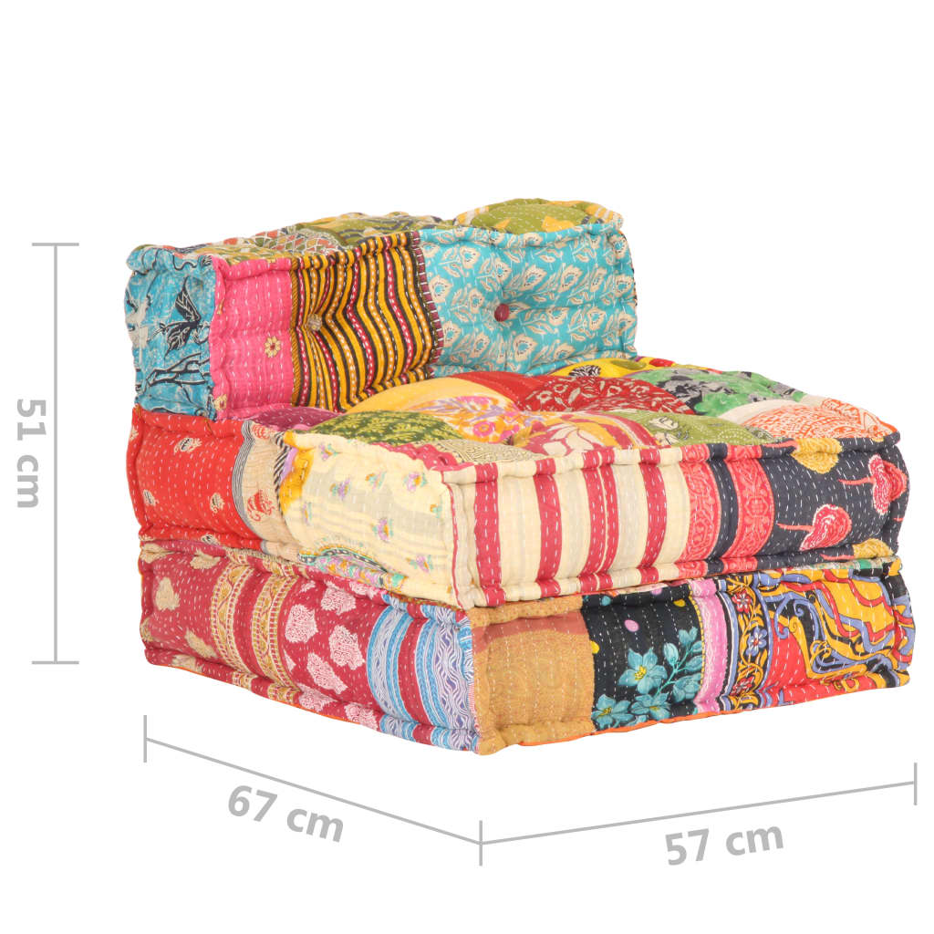 Poef Modulair Stof Patchwork 1 Armstoel met rugleuning