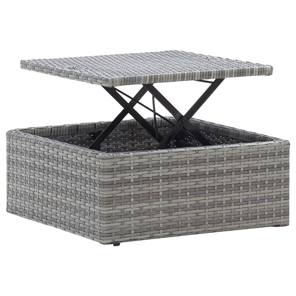 Tuinbed met luifel poly rattan gemengd grijs