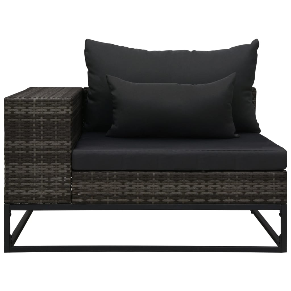 5-Delige Loungeset Met Kussens Poly Rattan Grijs 1 2x hoek + midden + 2x voetensteun