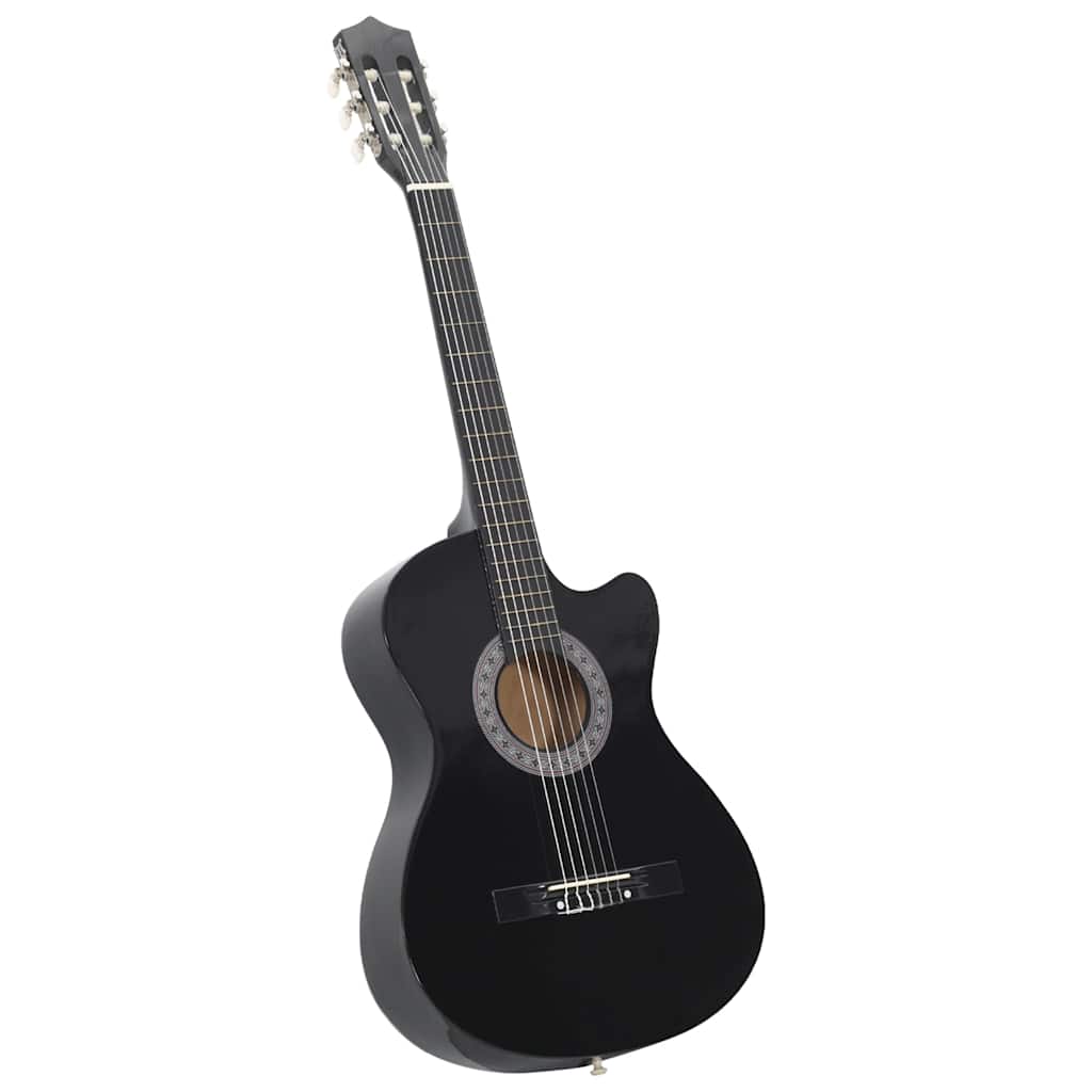 Gitaar cutaway met 6 snaren western klassiek 38&quot; zwart