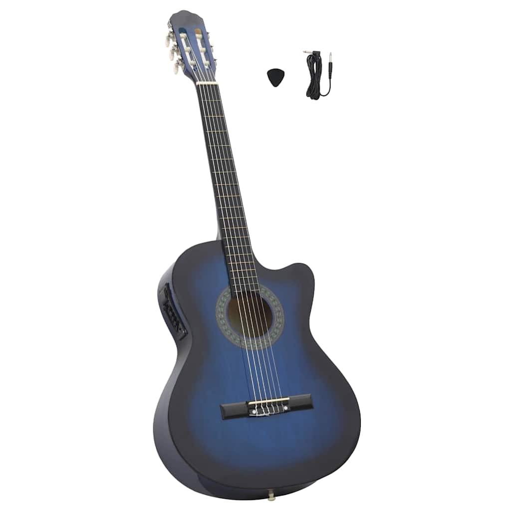 Gitaar cutaway met equalizer 6 snaren western klassiek blauw