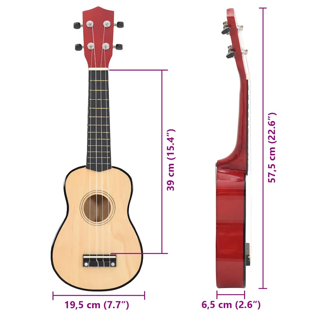 Ukuleleset met tas voor kinderen sopraan 23'' lichthoutkleurig