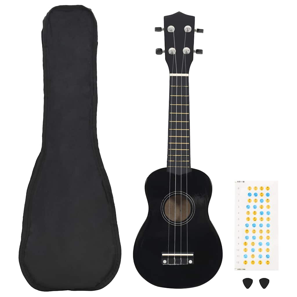 Ukuleleset met tas voor kinderen sopraan 23'' zwart