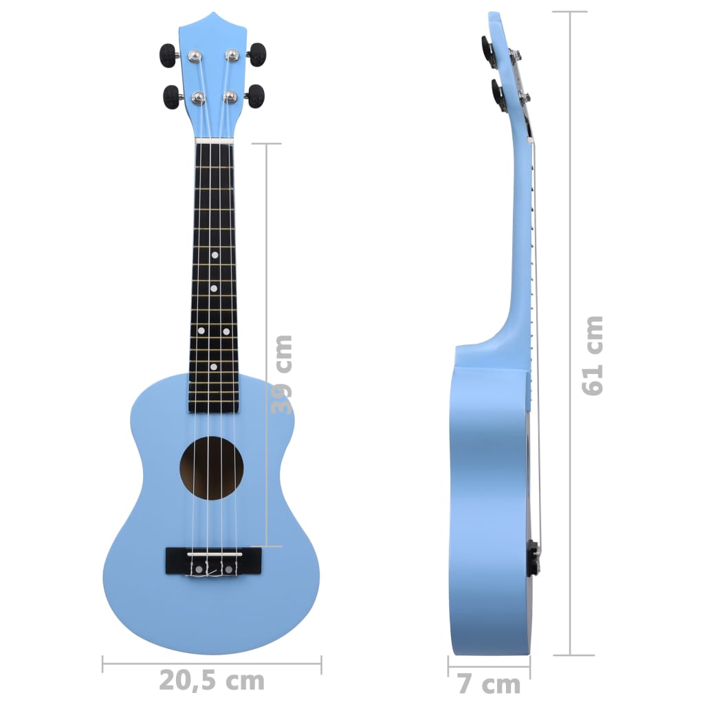 Ukuleleset met tas voor kinderen sopraan 23'' blauw